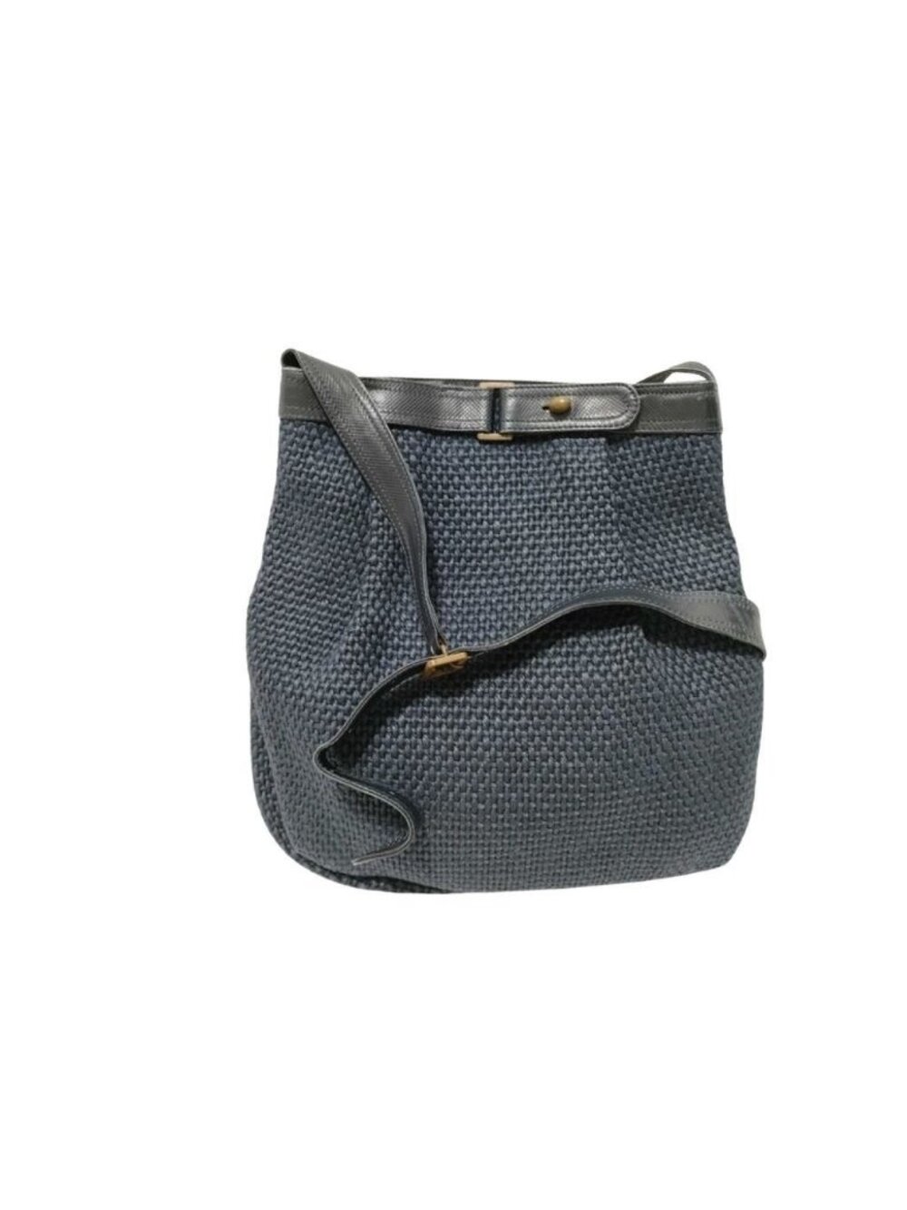Bottega Veneta Shoulder Bag Navy Canvas Leather